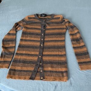 D&G Dolce & Gabbana Women's Cardigan - Tan and Gray Stripes